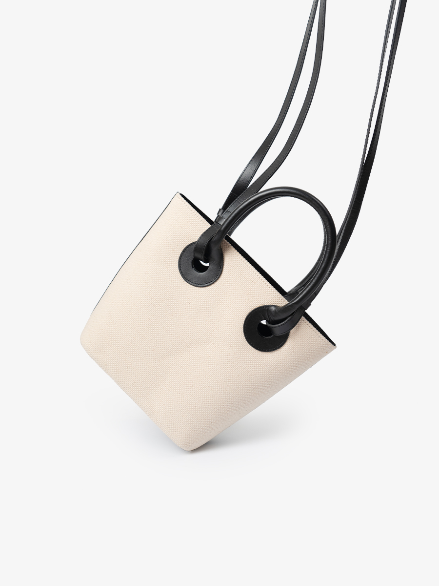 marroque bobbi canvas and leather tote black