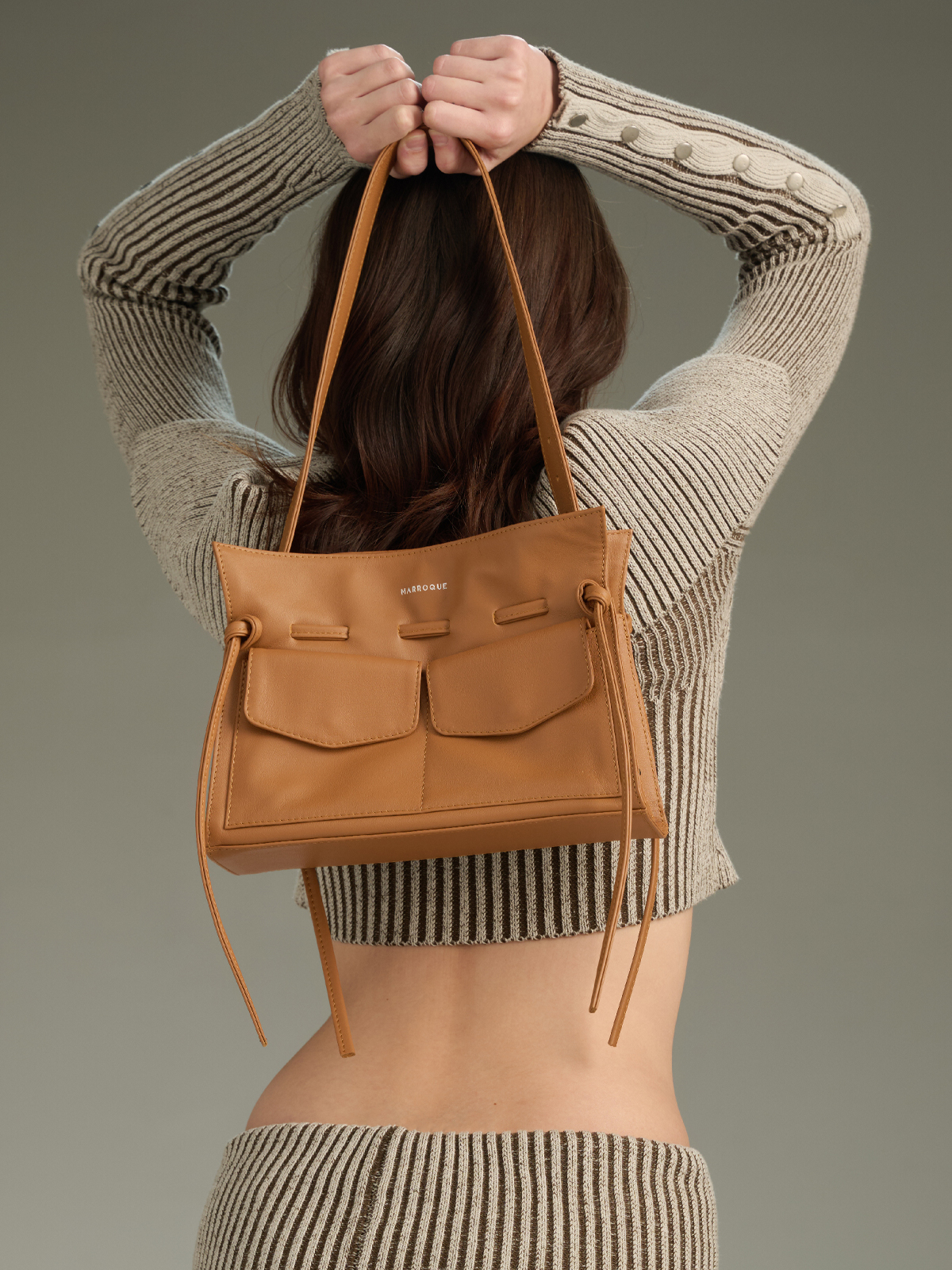 Marroque Judy Shoulder genuine leather bag in Brown.