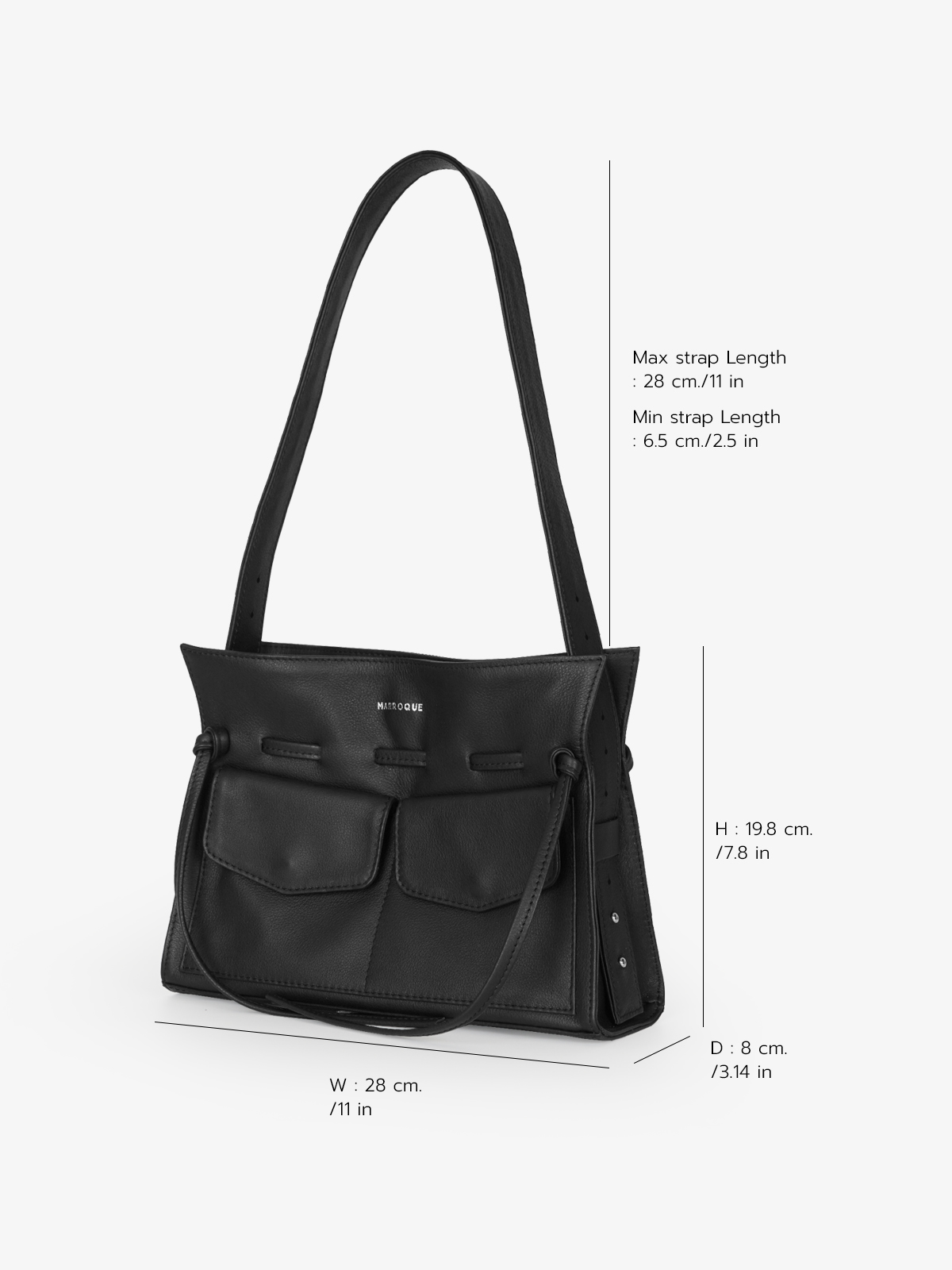 Marroque Judy Shoulder genuine leather bag in Dark night.