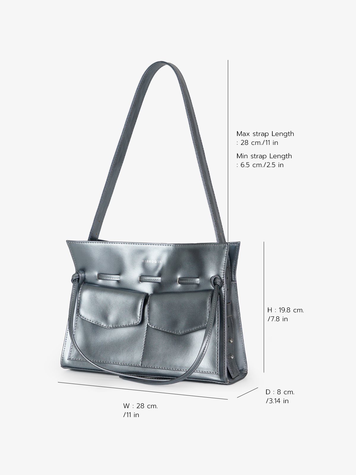 Marroque Judy Shoulder genuine leather bag in Silverblue.