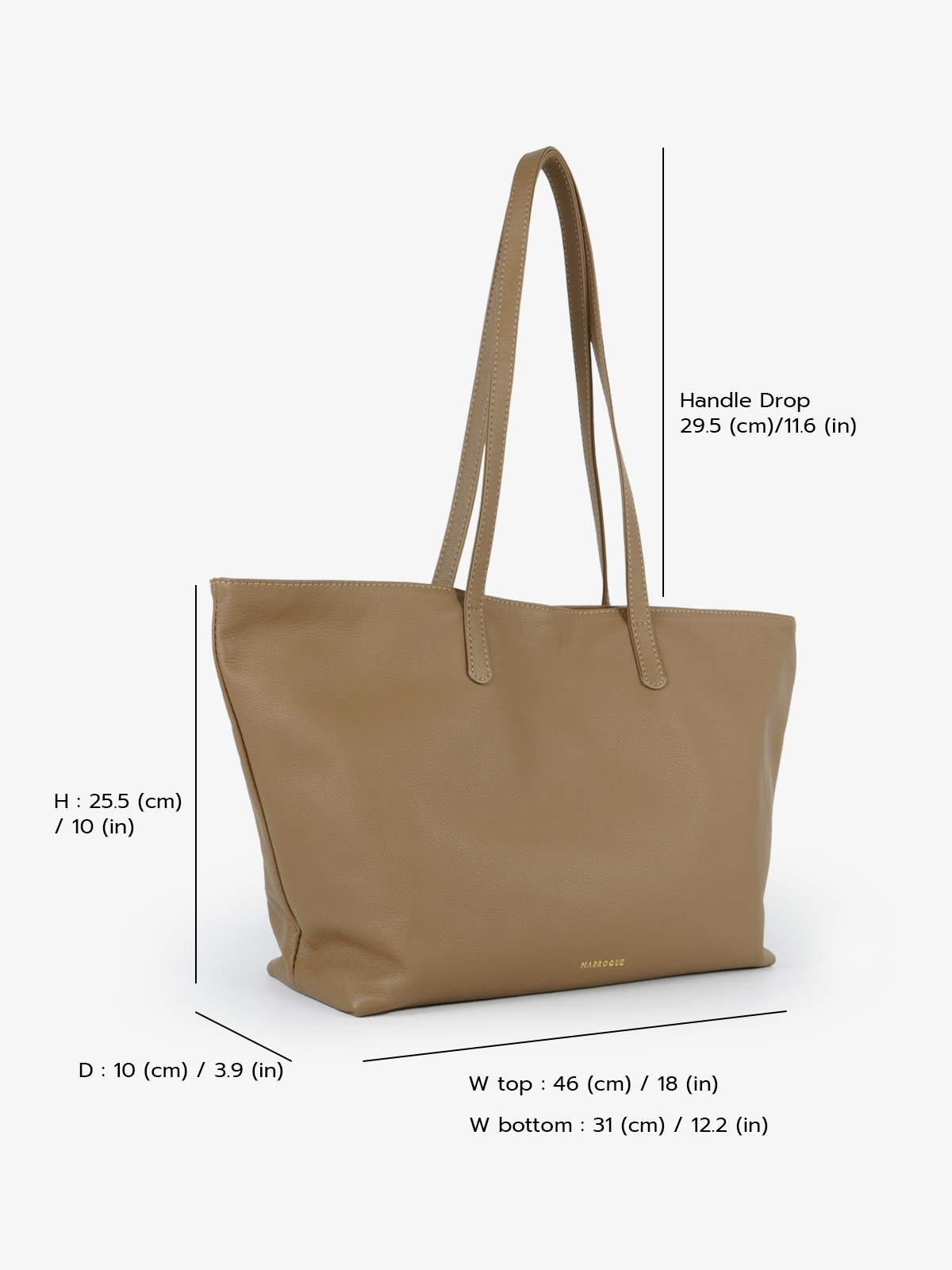 marroque Jenna inside out laeather and canvas tote bag in Latte.