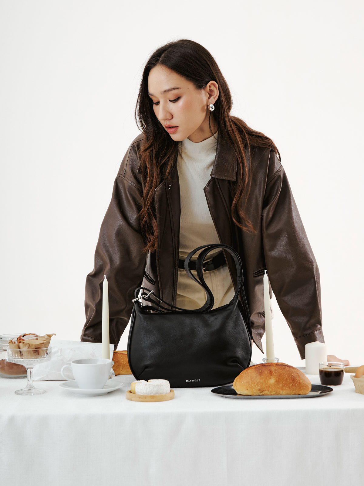 Marroque-BunBun-Mark2-leather crossbody bag -Smoke