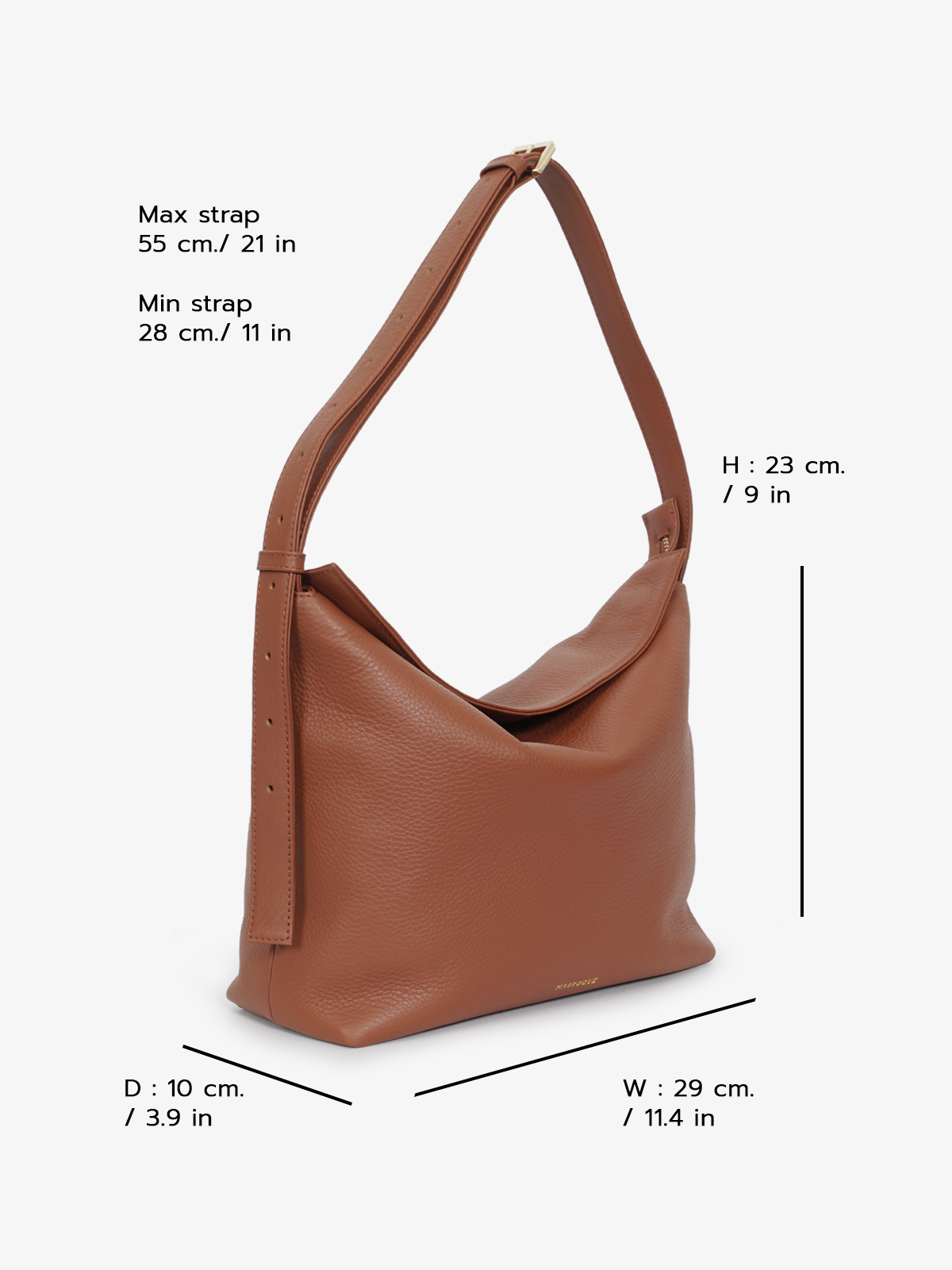 Marroque Puffy Mag-Zip Hobo Leather Bag in Berrywood.
