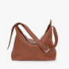 Marroque Puffy Mag-Zip Hobo Leather Bag in Berrywood.