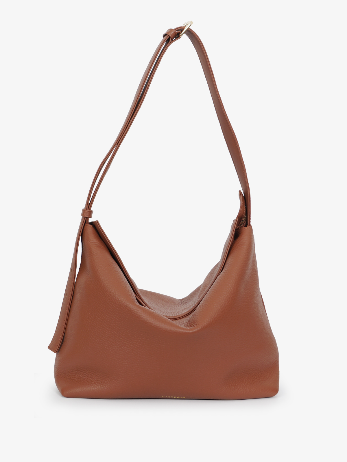 Marroque Puffy Mag-Zip Hobo Leather Bag in Berrywood.