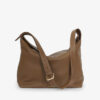 Marroque Puffy Mag-Zip Hobo Leather Bag in Coffee