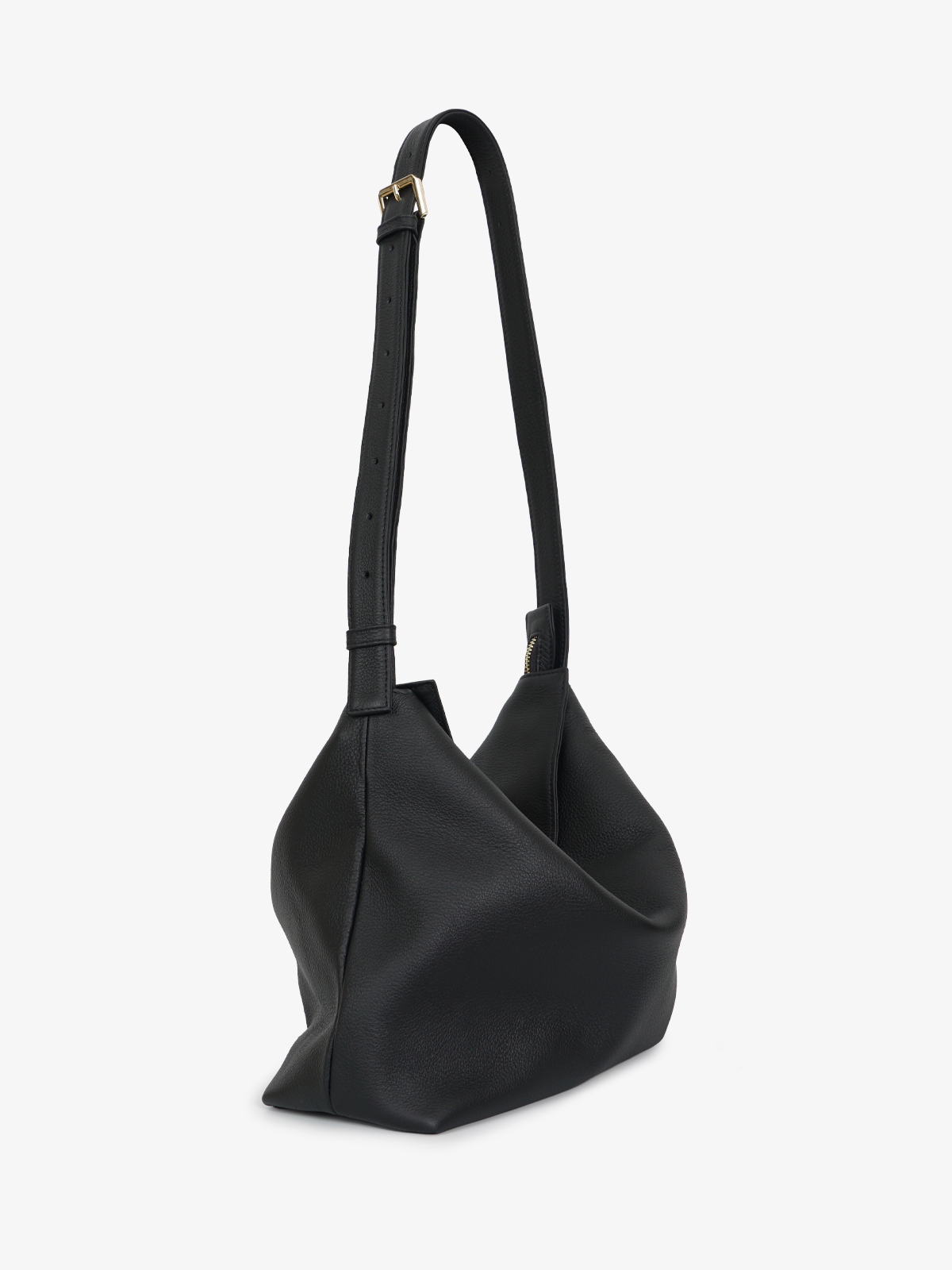 Marroque-Puffy-magzip-leather-hobo-nero