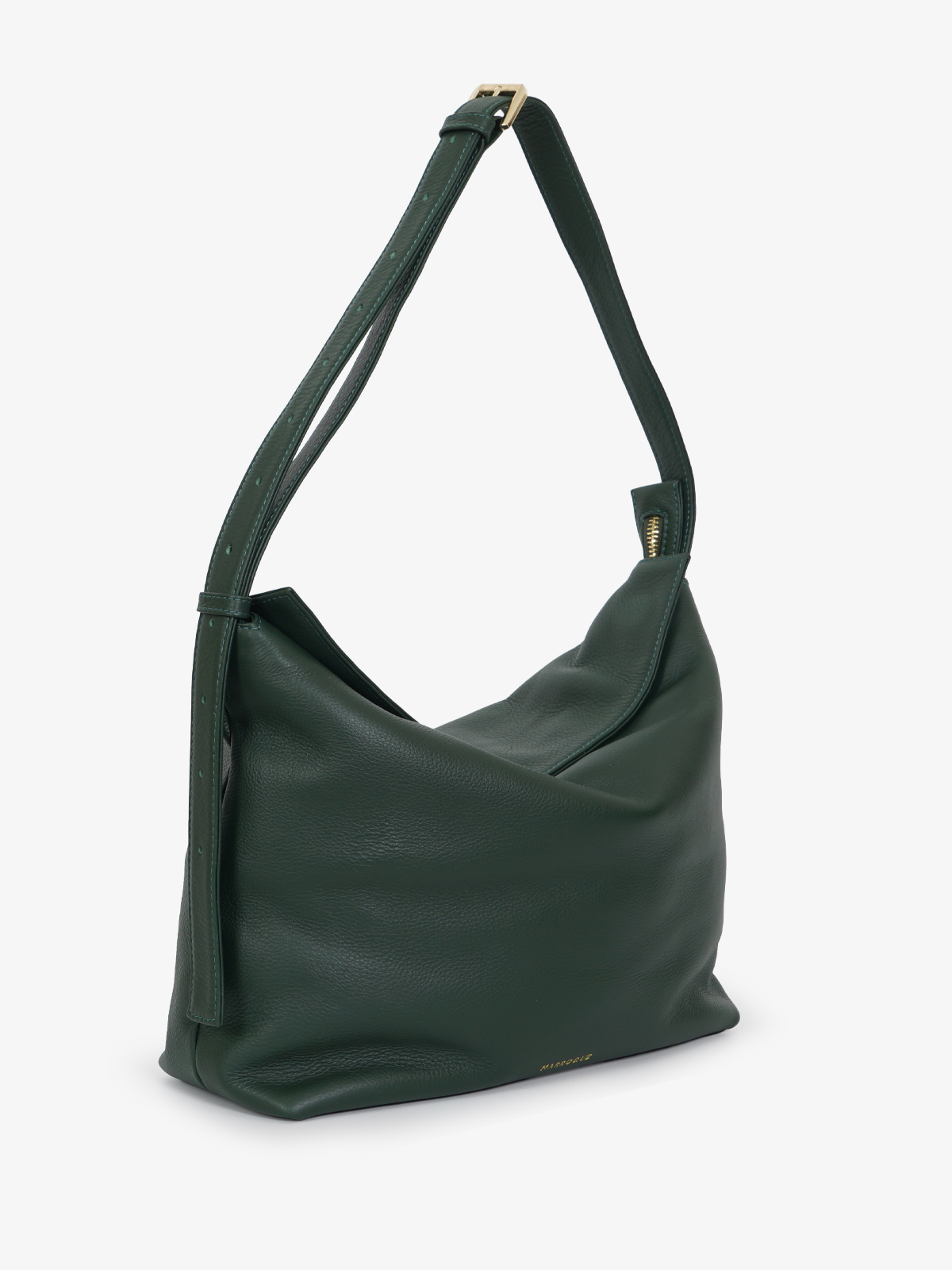 Marroque-Puffy-magzip-leather-hobo-green