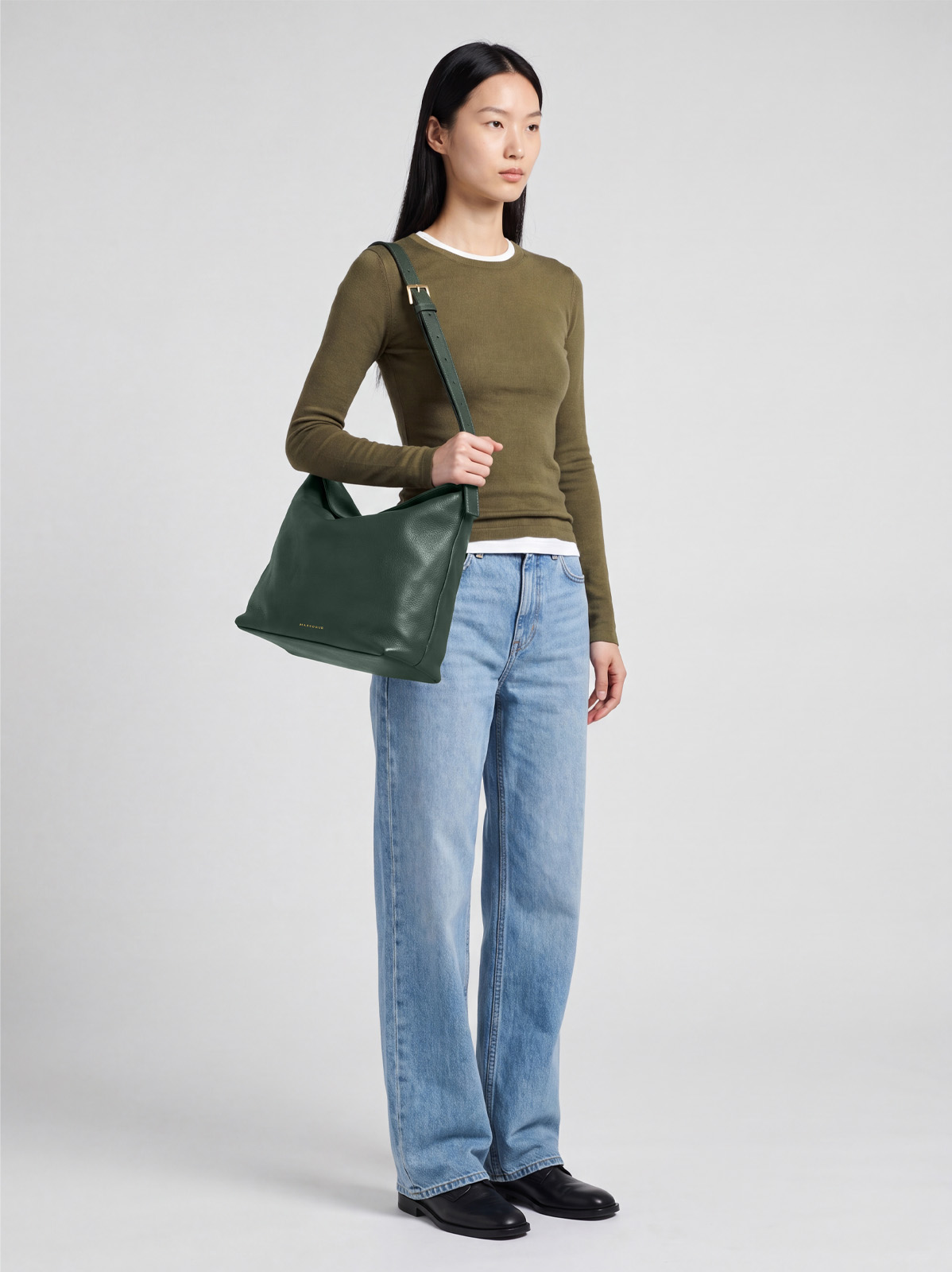 Marroque-Puffy-magzip-leather-hobo-green