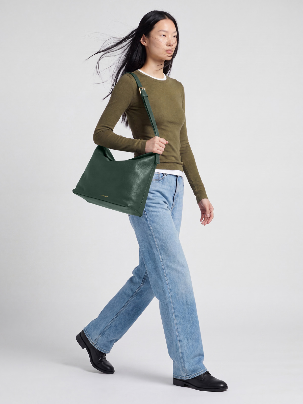 Marroque-Puffy-magzip-leather-hobo-green